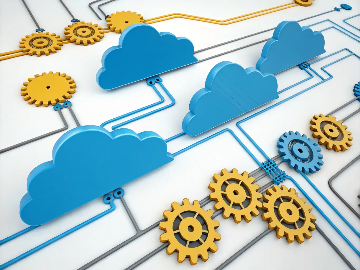 A visual representation of integrated systems, showing data flow and connectivity between different business processes and technologies.