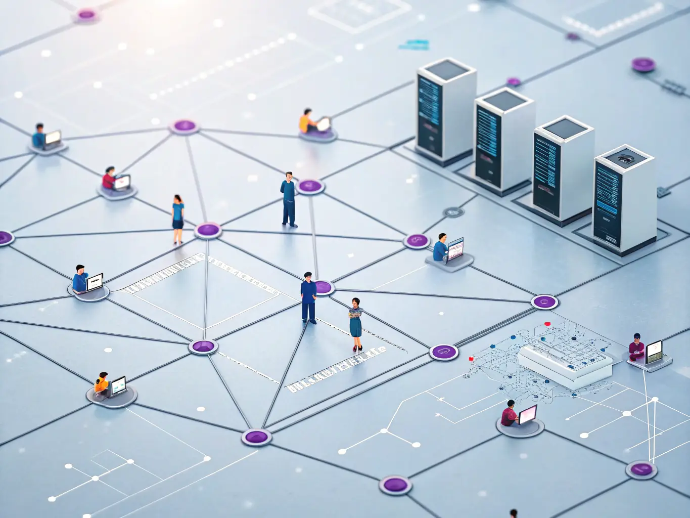A detailed image showcasing a network of interconnected systems, symbolizing systems management. The image should convey efficiency and seamless integration.